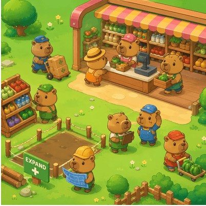Play Capybara Mart now to explore the super cute market!